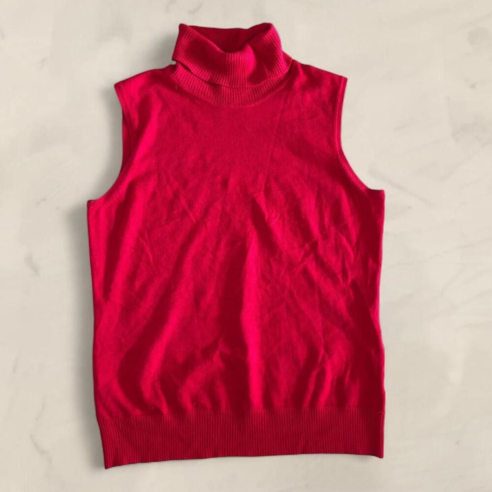 red turtleneck sweater vest cable and gage size small